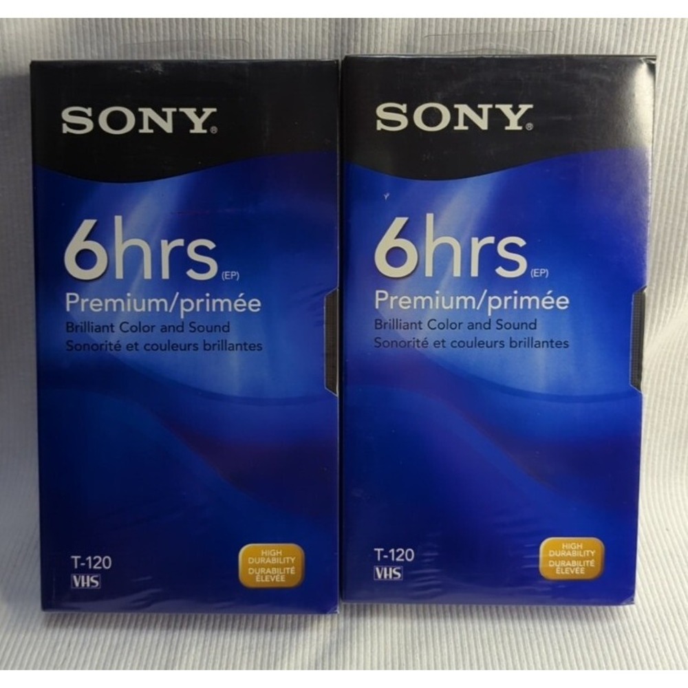 2 New Sony T-120‎ VHS 6hr Premium Cassettes